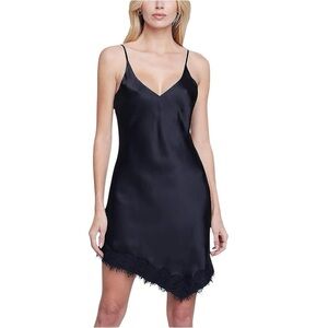 L Agence Womens 100% Silk V-Neck Slip Dress Black size 2